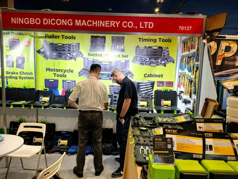Visitors exploring VIKTEC tools at SEMA exhibition Las Vegas 2025