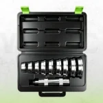 VIKTEC 10-piece bearing race and seal driver kit featuring assorted metal driver discs and an installation handle in a molded storage case.