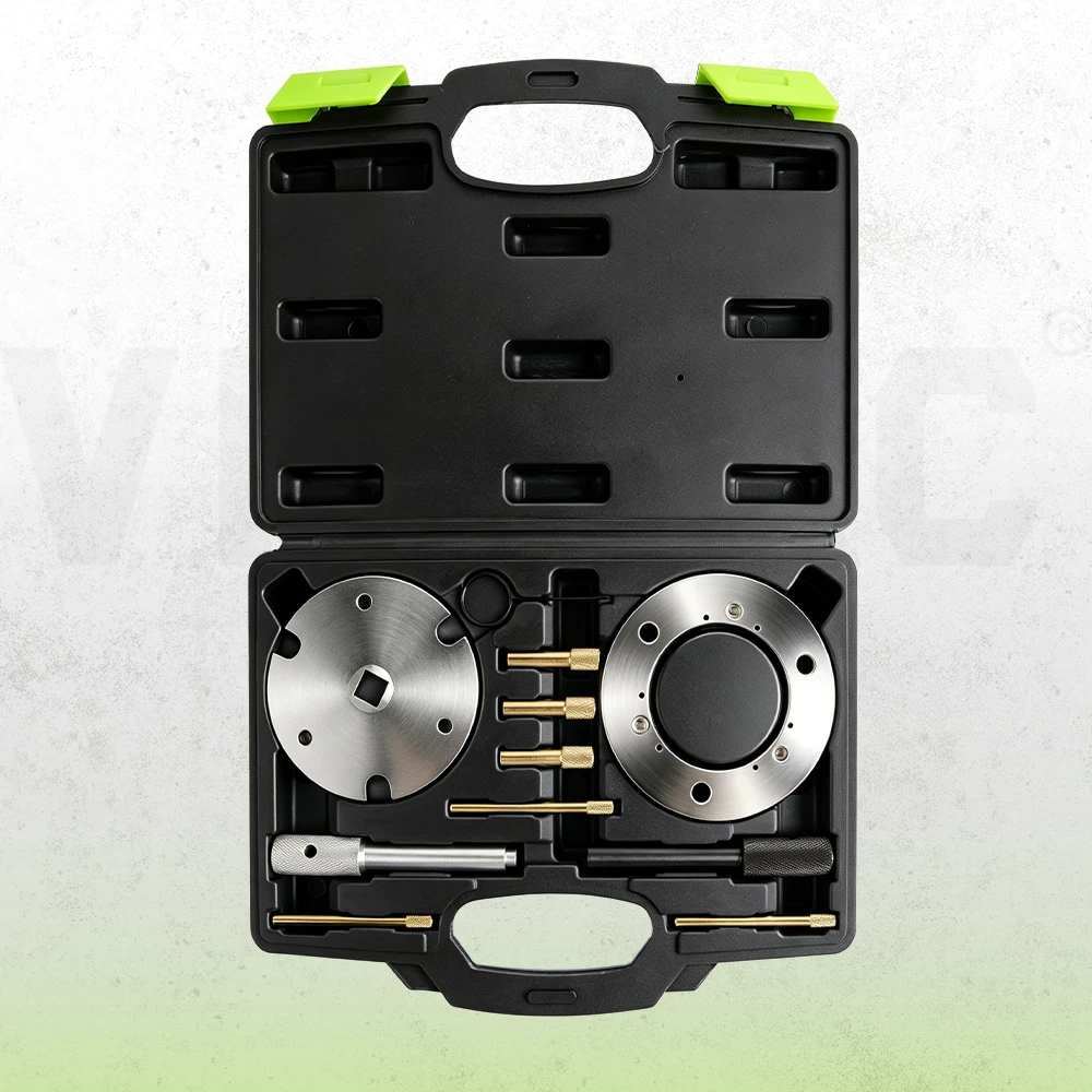 Open black case containing VT01248 Duratorq timing plates, locking pins and injection pump service tools