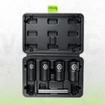 Conjunto de soquetes de roda de impacto profundo VIKTEC com soquetes de 17mm, 19mm, 21mm e 22mm em uma caixa de armazenamento