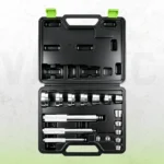 VIKTEC 17-piece bushing and bearing driver kit featuring assorted metal adapters and three driver handles in a molded storage case.