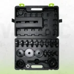 VIKTEC 25-piece wheel bearing removal and installation tool kit featuring assorted adapters, sleeves and press components in a molded storage case.