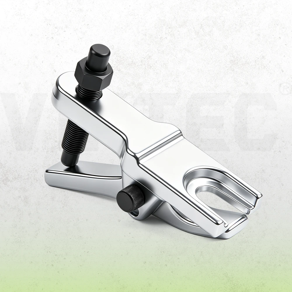 Adjustable 2-position ball joint puller for removing automotive suspension ball joints, shown on a textured background.