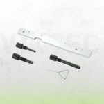 Angled view of the VT01499A camshaft setting plate / crankshaft locking pins and timing-belt tensioner retaining pin