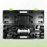 Heavy-duty 13-piece 10 lb slide hammer dent puller kit organized in a molded storage case for automotive body panel dent repair.