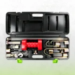 VIKTEC heavy duty slide hammer puller kit with red slide hammer, hooks, adapters and pulling accessories organized in a molded storage case.