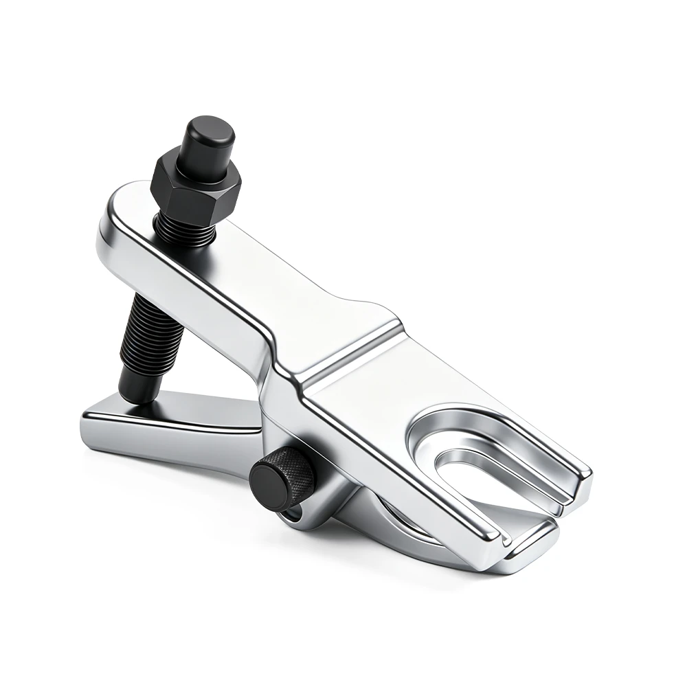 2 Position 20mm Jaw and 3 Ton Force Ball Joint Puller 5 Chrome-plated 2-position ball joint puller with adjustable pressure screw for automotive suspension repair.