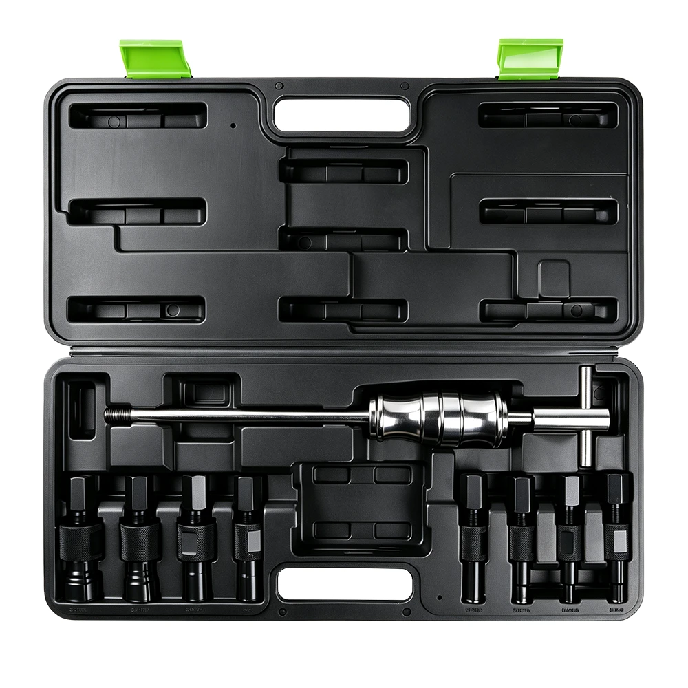 9PC Blind Bearing Puller Set with Slide Hammer 1 VIKTEC 9-piece blind bearing puller set with slide hammer, internal bearing extractor collets and storage case