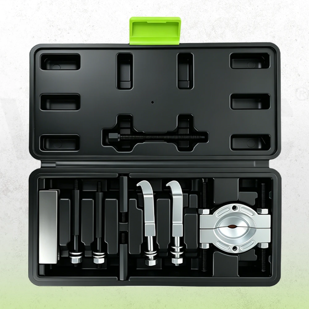 Kit de séparateur de roulements VIKTEC de 9 pièces de 30 à 50 mm présenté dans un étui de transport noir