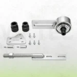 VIKTEC adjustable belt tensioning and pulley holding tools with ratchet mechanism, two sockets, threaded bar, mounting plate, bolts and adapters