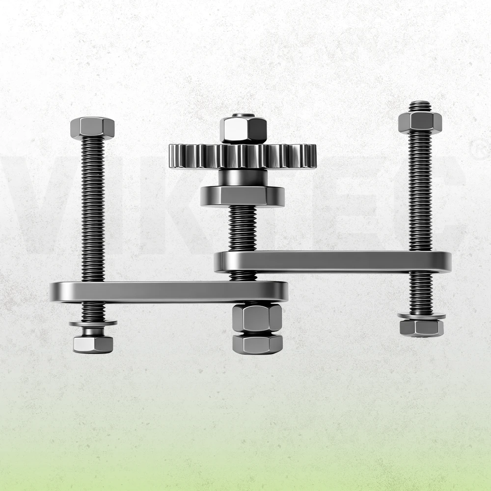 VIKTEC automatic transmission clutch spring compressor with adjustable two-leg frame and threaded pressure screw for snap ring removal and installation