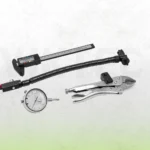 Digital brake disc caliper, dial indicator and flexible locking pliers holder for measuring brake rotor thickness and runout