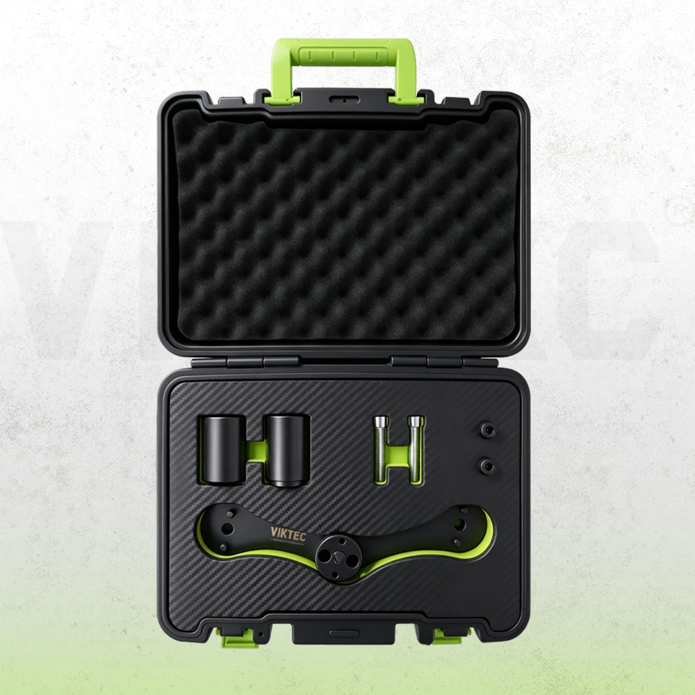 Kit d'outils de maintien de pignon de vilebrequin et de verrouillage de poulie de synchronisation VIKTEC avec adaptateurs, boulons et étui de transport protecteur