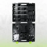 VIKTEC rear wheel bearing removal and insertion kit with press plates, threaded rods and adapters in a black carrying case.