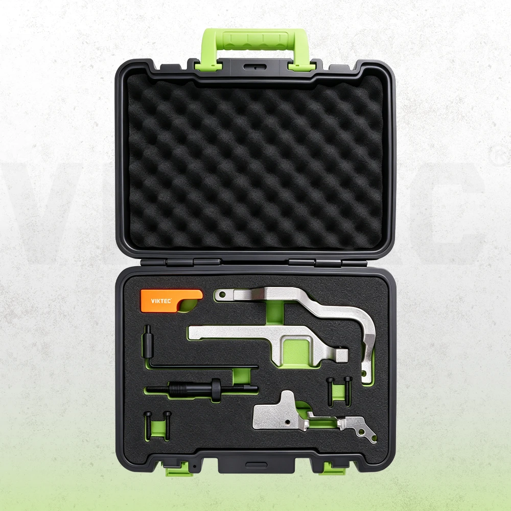 VIKTEC engine timing locking and camshaft alignment tool kit with locking plates, tensioning tool and protective carrying case