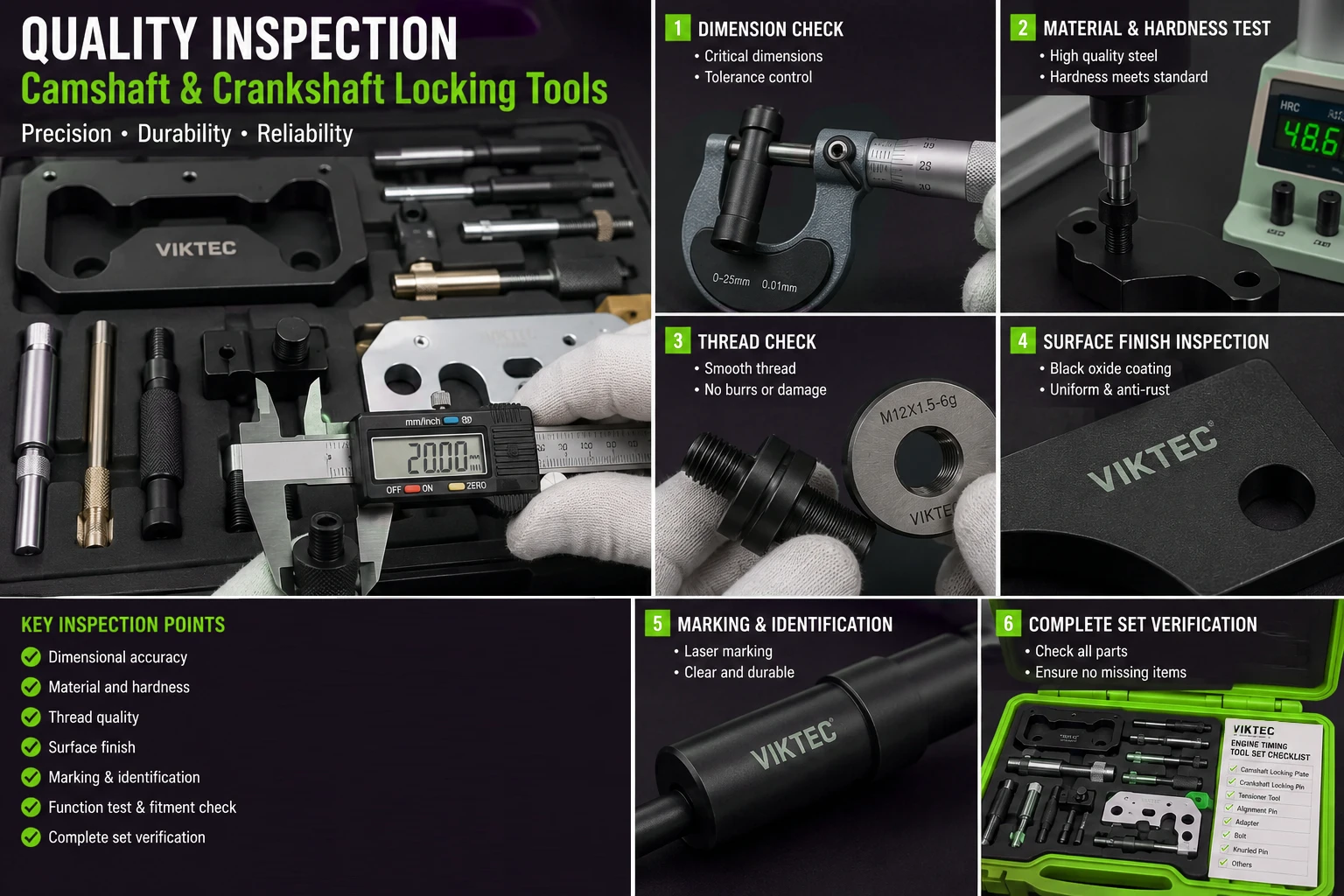 How to Choose Engine Timing Tool Kits for Distributors 4 viktec camshaft crankshaft locking tools quality inspection