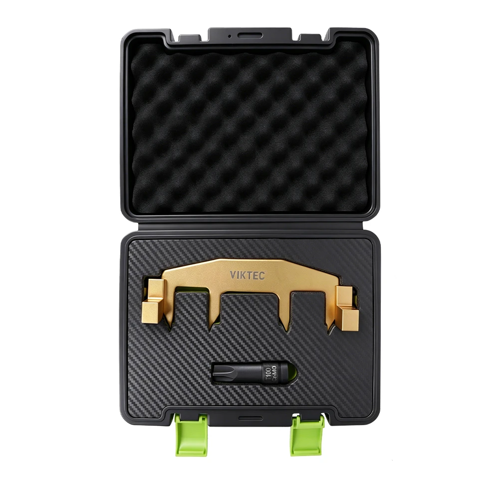 2PC Mercedes M271 Timing Tool Set 6 Kit de herramientas de bloqueo del tiempo del árbol de levas VIKTEC VTN1114C con placa de alineación y adaptador de bloqueo en un estuche protector