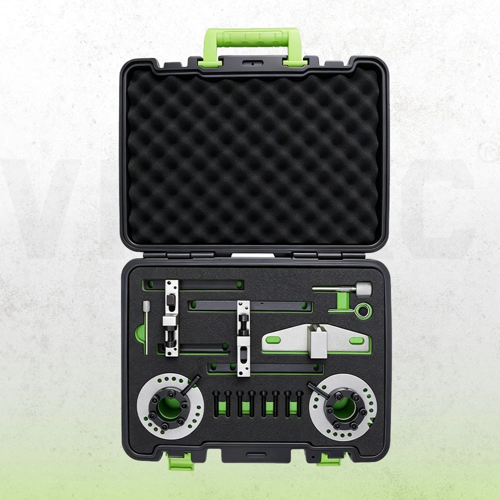 Kit d'outils extracteurs de moyeu de roue et d'arbre de transmission VIKTEC avec plaques à flasque multi-trous, barres extractrices réglables, vis de pression et mallette de transport