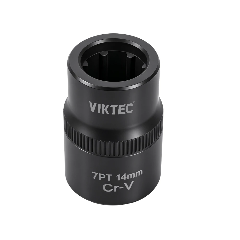 Vaso de 14 mm para pinza de freno con accionamiento de 1/2" 3 VIKTEC vaso de 14mm de 7 puntas con accionamiento de 1/2 pulgada para desmontaje e instalación de pinzas de freno Audi