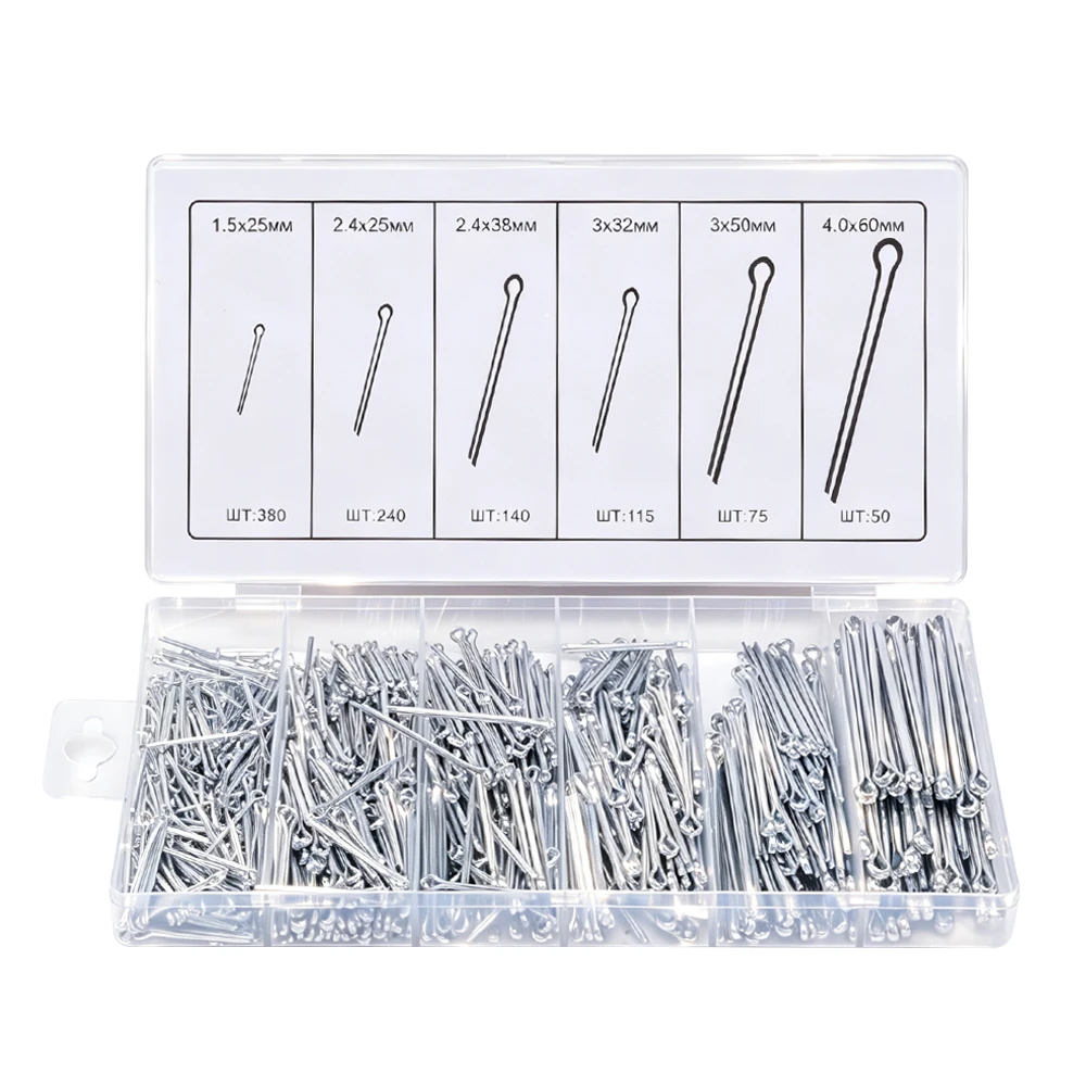 Assortiment de goupilles fendues 1000 pièces 1.5-4mm 3 VIKTEC VT13784D assortiment de 1000 goupilles fendues comprenant six tailles de goupilles pour l’entretien des machines automobiles et les travaux généraux en atelier