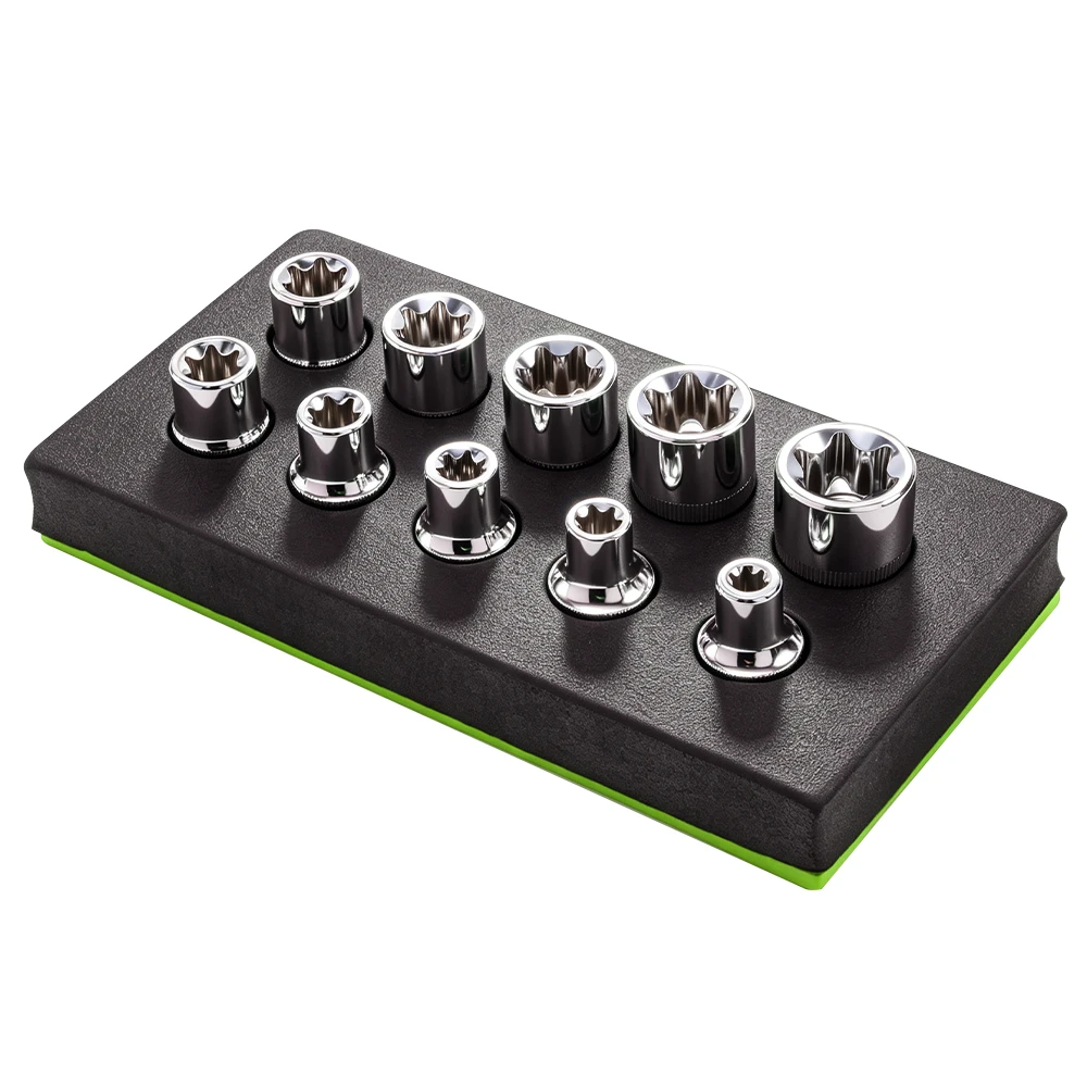 VIKTEC VT13353 10 piece 12 point socket set with multiple socket sizes for automotive mechanical repair and workshop applications