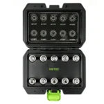 VIKTEC 10-piece locking wheel nut removal socket set, 30/13PT to 40/23PT, in carrying case