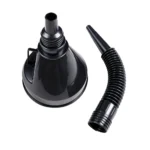 VIKTEC 140mm automotive oil funnel with removable flexible extension tube and mesh filter for clean engine oil filling and fluid service