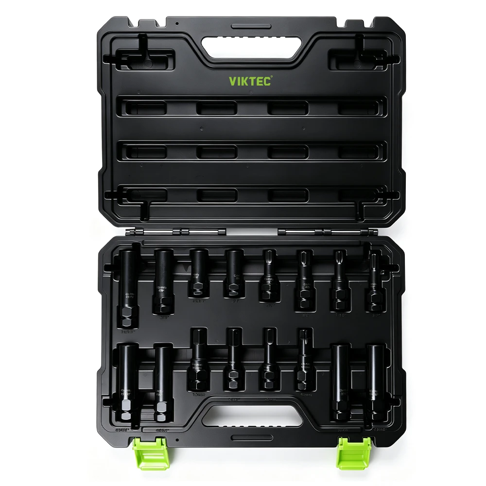 VIKTEC 16PC locking wheel nut master key socket set for removing factory and aftermarket locking lug nuts during automotive wheel service