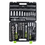 Jeu professionnel VIKTEC de 171 pièces de douilles et cliquet avec douilles, embouts, rallonges et accessoires en entraînement 1/4, 3/8 et 1/2 pouce pour la réparation automobile