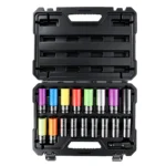 VIKTEC VT18585C 18PC 1/2 inch master impact socket set with color coded protective sockets for wheel bolts and alloy wheel service