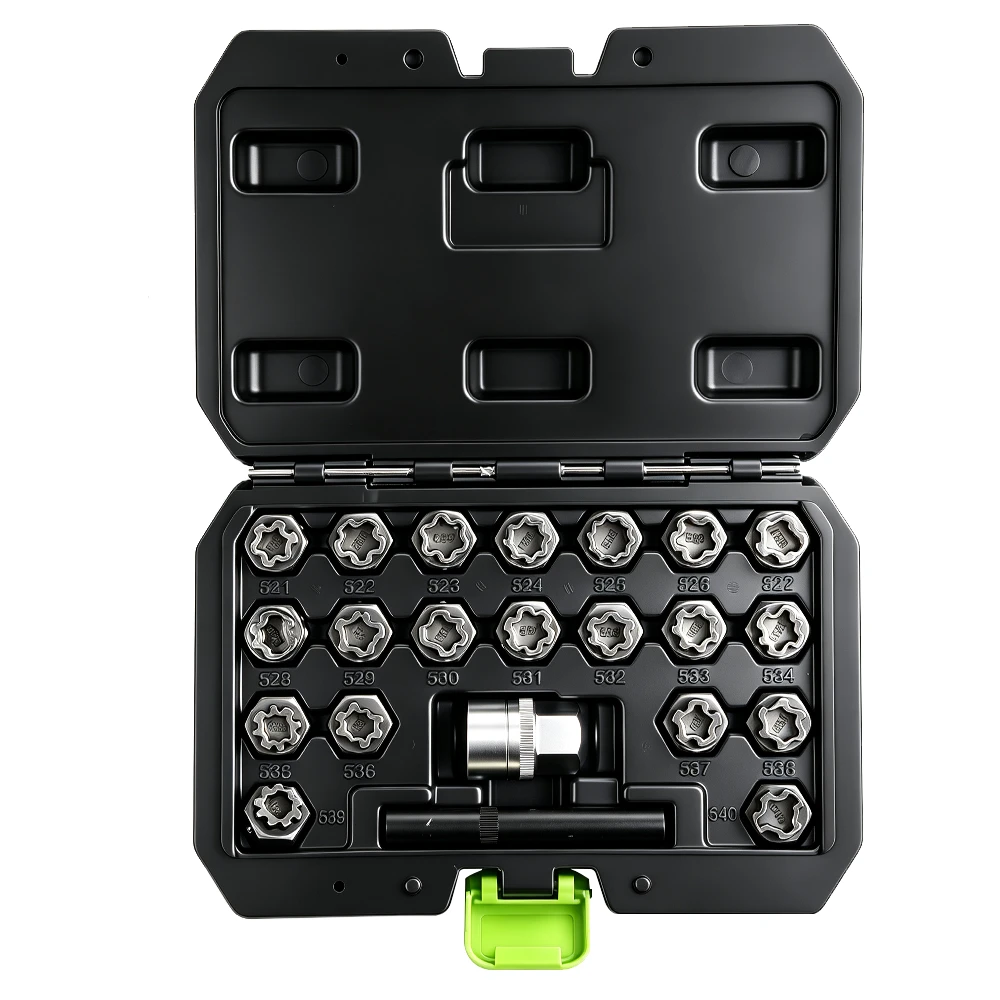 22PC VAG Anti-Theft Wheel Nut Socket Set 2 VIKTEC 22PC locking wheel nut removal socket set with multiple security keys for VW Audi Seat and Skoda wheel lock bolts