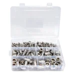 VIKTEC VT13978D 235PC flat head rivet nut assortment with M3 M4 M5 M6 M8 M10 and M12 threaded rivet nuts for automotive and workshop repair