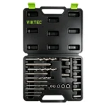VIKTEC VT13040 25PC screw and bolt extractor drill guide kit for removing broken damaged and recessed fasteners