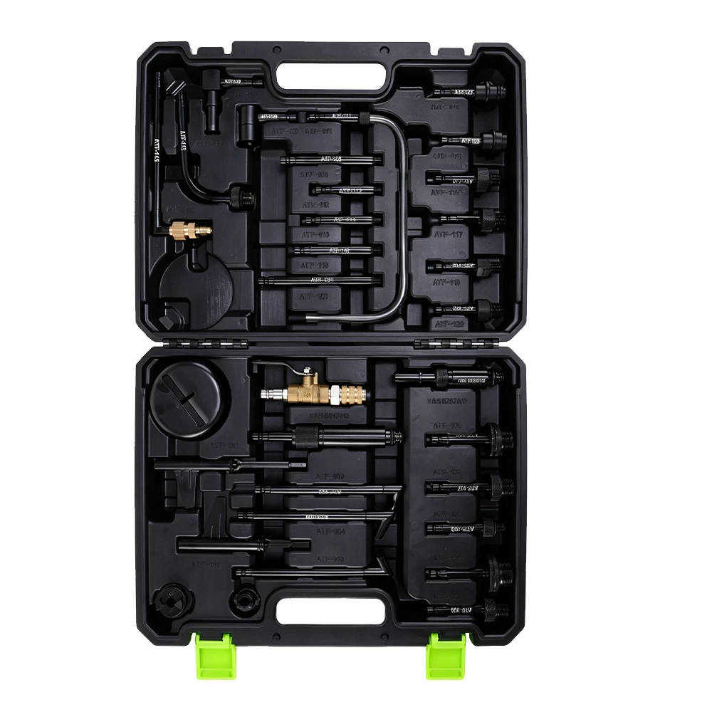 32PC Automatic Transmission Fluid Filling Adapter Set 1 VIKTEC VT01294W2 32-piece ATF transmission fluid filling adapter kit with multiple connectors for automatic transmission oil filling and service.