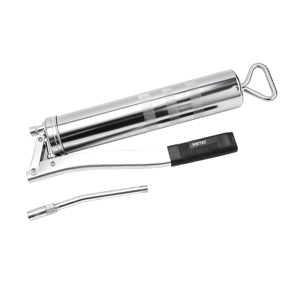 400CC Heavy Duty Hand Grease Gun with Flexible Hose 5 VIKTEC 400cc manual lever grease gun with rigid extension tube for automotive chassis bearing and machinery lubrication