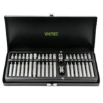 VIKTEC VT13093-ZQ conjunto de 40 peças de soquetes para pontas sextavadas, Torx e estriadas com pontas curtas e longas, adaptadores de soquete e estojo metálico para armazenamento