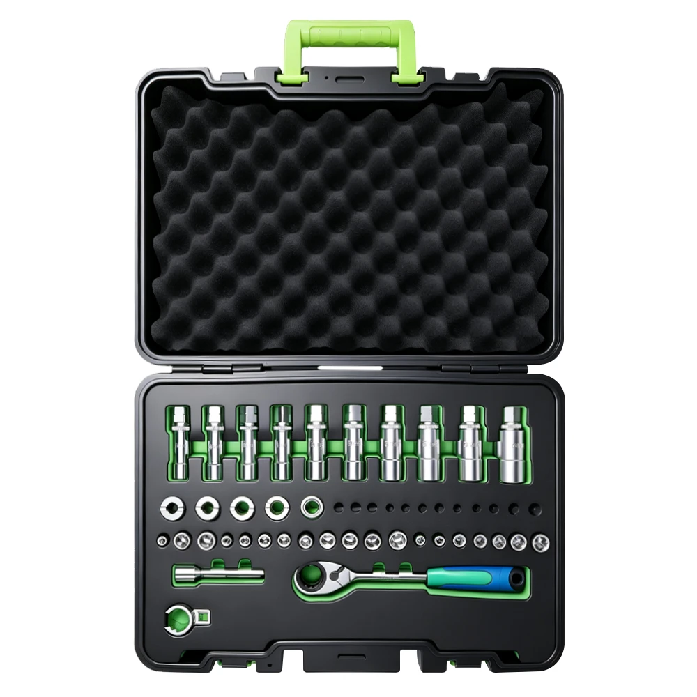 VIKTEC VT01787D 49PC universal strut nut socket tool set for shock absorber and suspension strut removal and installation