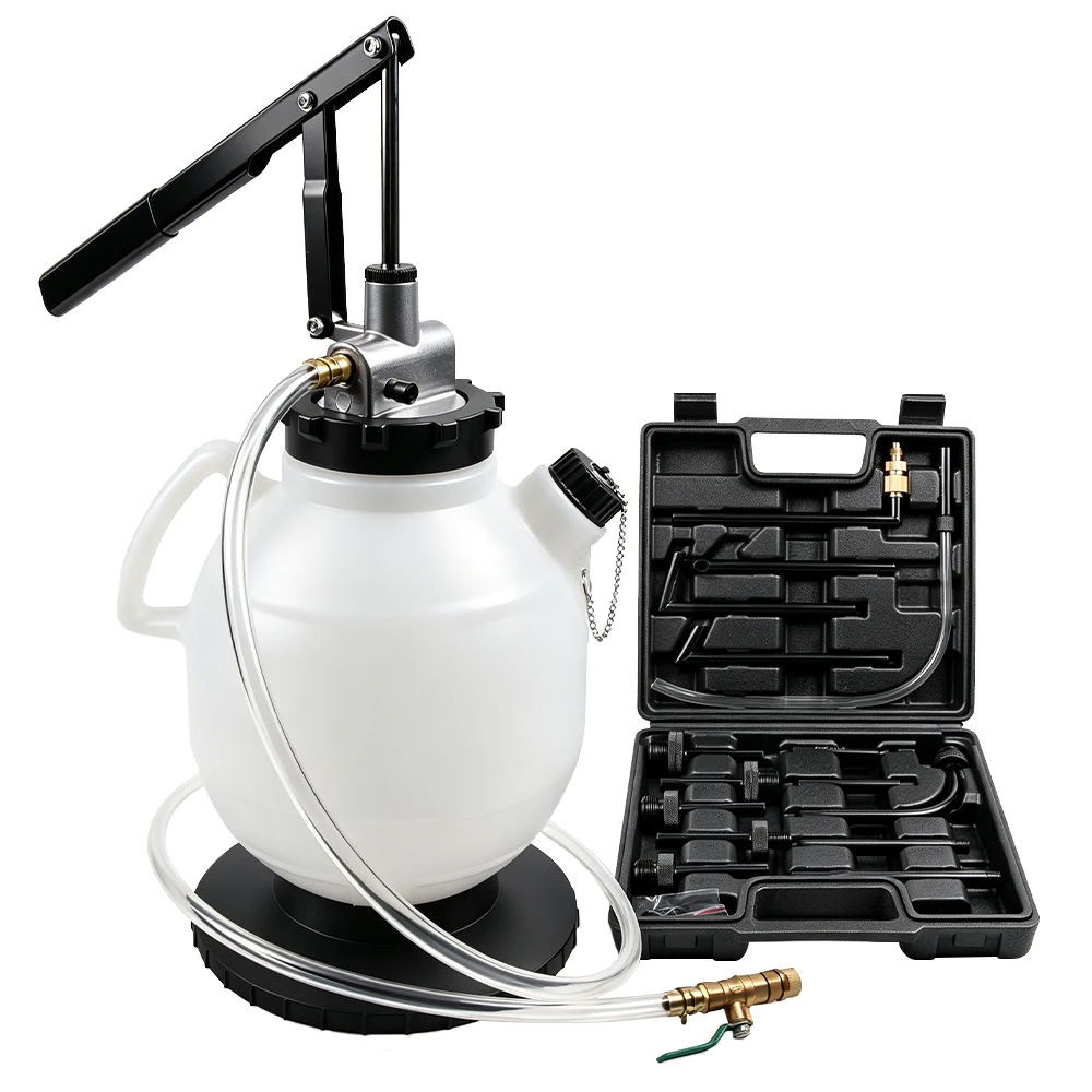 7L Transmission Oil Filling Hand Pump with 15 Adaptors 1 VIKTEC VT01294F 7.5L manual transmission fluid filling system with hand pump, hose and 15 adapters