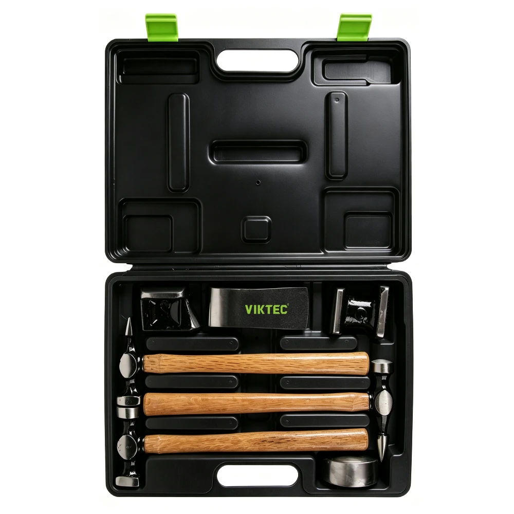 Auto Body Hammer and Dolly Set with Wooden Handles 2 VIKTEC VT01202B 7PC auto body hammer and dolly set with wooden handles for car body panel and fender repair
