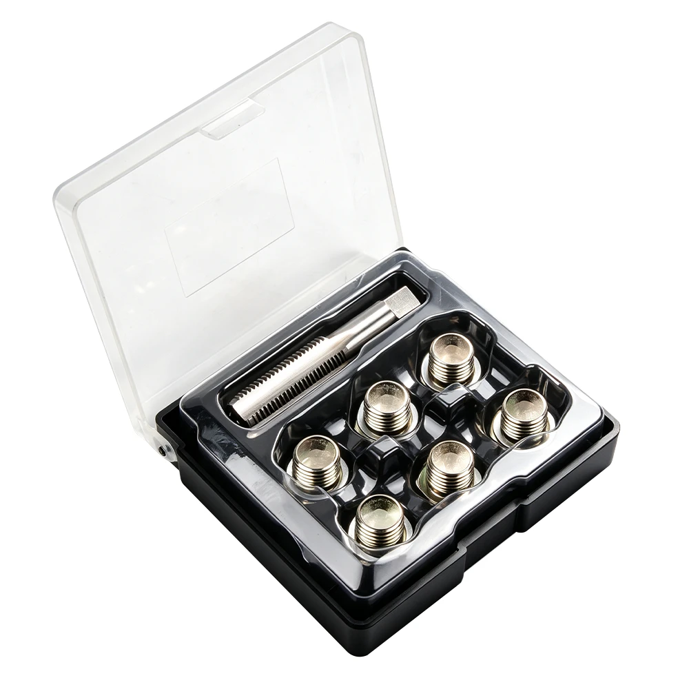Kit de reparo de rosca para bujão de drenagem de óleo M15 × 1,5 3 VIKTEC conjunto de reparação de rosca do cárter de óleo 7PC com macho e bujões de drenagem de substituição para reparar roscas danificadas do bujão de drenagem do cárter de óleo