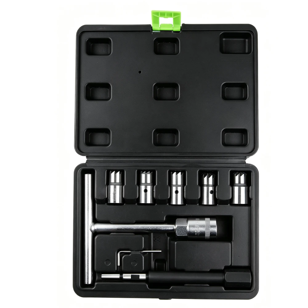 VIKTEC jeu 8 pièces de coupe-siège d’injecteur diesel pour nettoyer et rectifier les sièges d’injecteur avant l’installation d’injecteurs diesel neufs ou reconditionnés