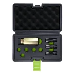 VIKTEC VT14049 9-piece oxygen sensor thread repair kit with M18 x 1.5, M20 x 1.5 and 18.6 mm repair tools for lambda sensor threads.