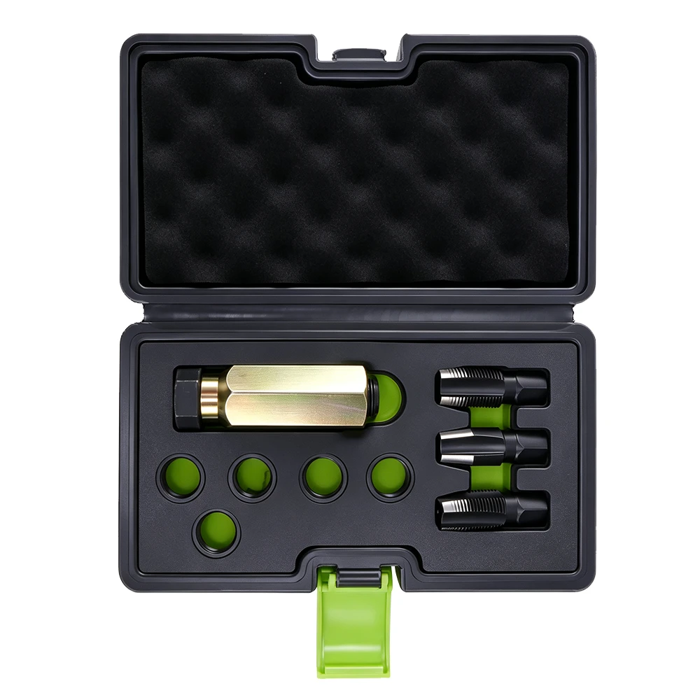 9PC Oxygen Sensor Thread Repair Kit M18 × 1.5 5 VIKTEC VT14049 9-piece oxygen sensor thread repair kit with M18 x 1.5, M20 x 1.5 and 18.6 mm repair tools for lambda sensor threads.