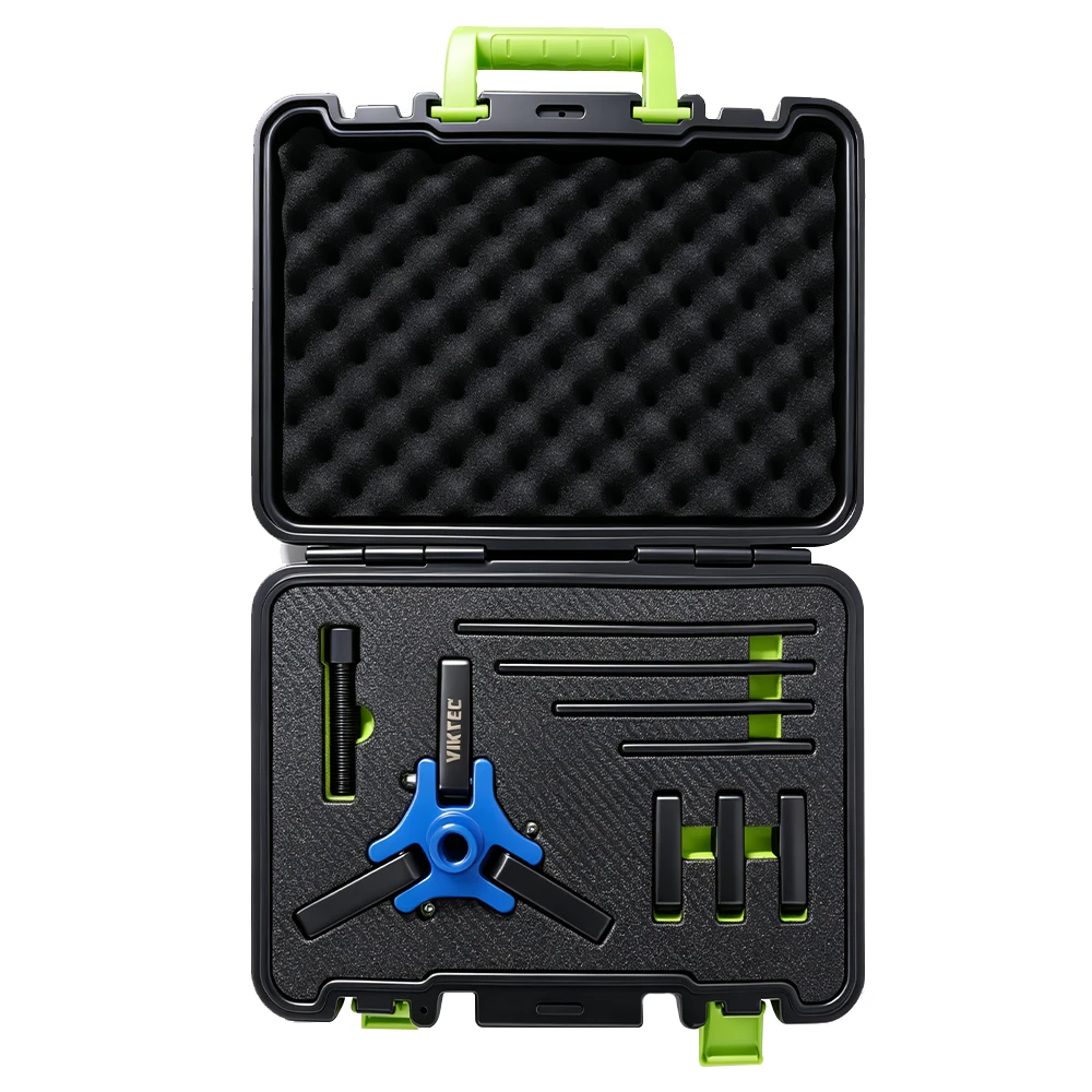 VIKTEC VT01597G adjustable 3-jaw harmonic balancer puller kit with forcing rods for crankshaft damper and pulley removal