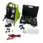 VIKTEC automotive smoke leak detector machine kit with adapters, pressure gauge, hoses and fluid bottle