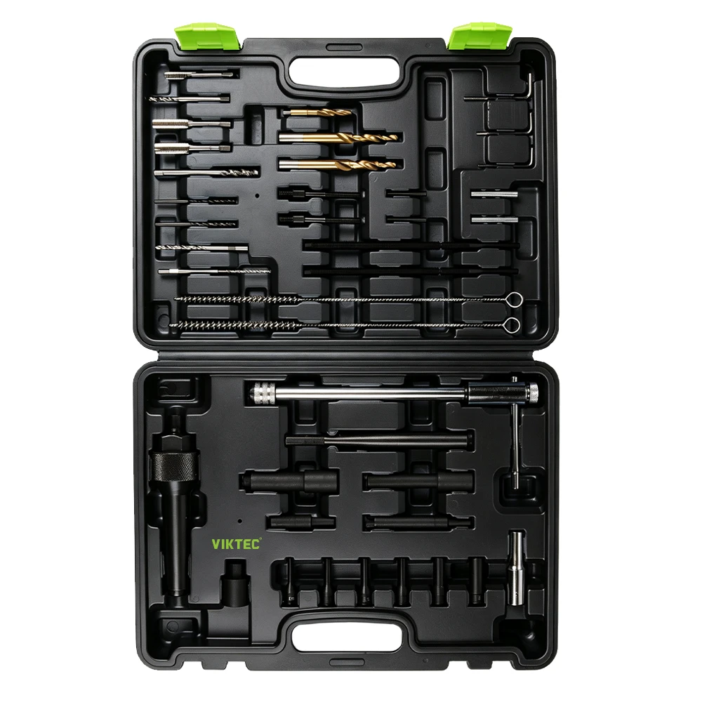 40PC Glow Plug Removal and Repair Tool Set 5 VIKTEC VT01552C broken glow plug removal tool kit for M8 and M10 glow plugs with drilling centering and extraction tools