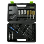 VIKTEC diesel injector bore cleaning tool kit with nylon brass and steel brushes for removing carbon deposits from injector bores and seats