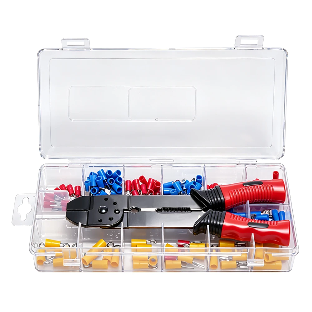 Kit de herramientas para terminales eléctricos y crimpado de 175 piezas 4 Kit de herramientas VIKTEC VT13806 para crimpar terminales eléctricos, con conectores de cables aislados surtidos para la reparación del cableado automotriz y el mantenimiento eléctrico