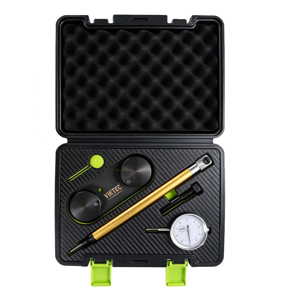 VAG 1.2 1.4 TFSI 1.4 1.6 FSI Engine Timing Tool Set 3 VIKTEC VT01273G engine timing tool set with camshaft setting tools and dial indicator for VW Audi VAG engine timing adjustment and service.