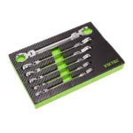 VIKTEC flexible ratcheting flare nut wrench set with pivoting heads for brake lines fuel lines and automotive maintenance